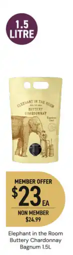 Dan Murphy's Elephant in the Room Buttery Chardonnay Bagnum offer
