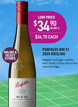 Dan Murphy's Penfolds Bin 51 2025 Riesling offer