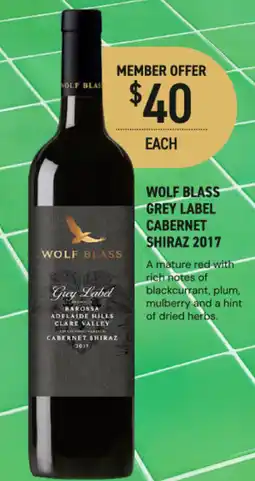 Dan Murphy's Wolf blass grey label cabernet shiraz offer