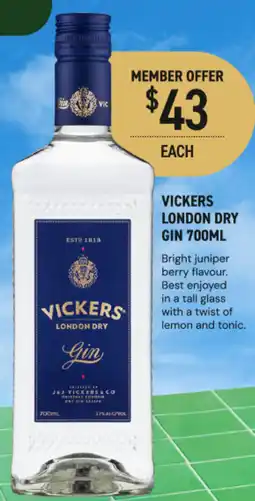 Dan Murphy's Vickers london dry gin offer