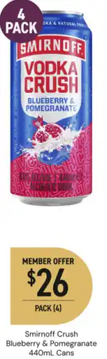 Dan Murphy's Smirnoff crush blueberry & pomegranate offer