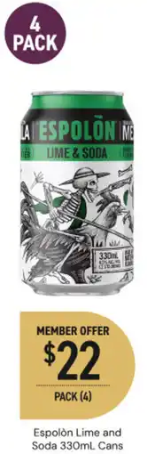 Dan Murphy's Espolón Lime and Soda Cans offer