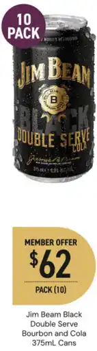 Dan Murphy's Jim beam black double serve bourbon and cola offer
