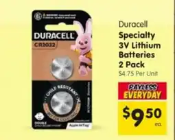 Spar Duracell specialty 3v lithium batteries offer