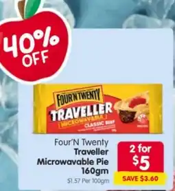 Spar Four'n twenty traveller microwavable pie offer