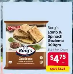 Spar Borg's lamb & spinach gozleme offer