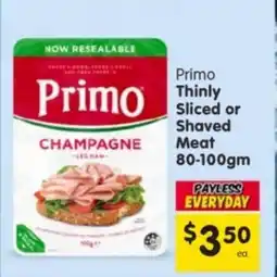 Spar Primo thinly sliced or shaved meat offer