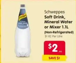 Spar Schweppes Soft Drink, Mineral Water or Mixer offer