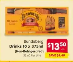 Spar Bundaberg Drinks 10 x 375ml $13.50 offer