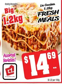 Farmer Jack's La cucina fresh meals offer