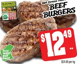 Farmer Jack's Beef burgers offer