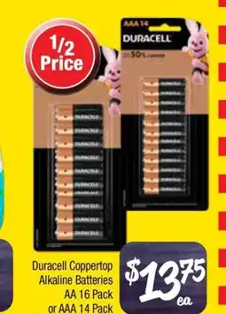 Farmer Jack's Duracell coppertop alkaline batteries offer