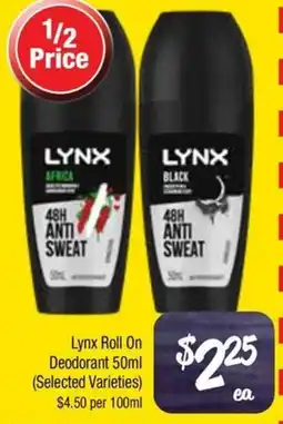 Farmer Jack's Lynx roll on deodorant offer
