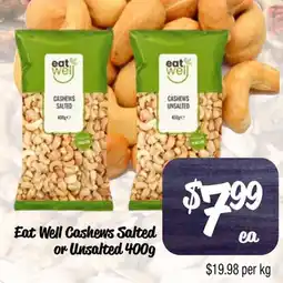 Farmer Jack's Eat well cashews salted or unsalted offer