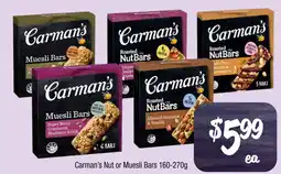 Farmer Jack's Carman's nut or muesli bars offer