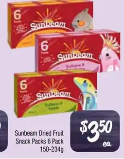 Farmer Jack's Sunbeam dried fruit snack packs offer