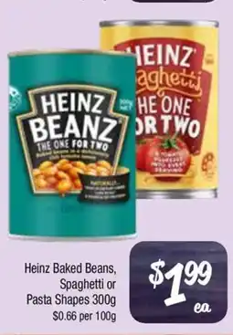 Farmer Jack's Heinz baked beans, spaghetti or pasta shapes offer