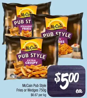 Farmer Jack's Mccain pub style fries or wedges offer