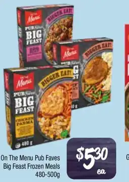 Farmer Jack's On the menu pub faves big feast frozen meals offer