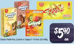 Farmer Jack's Streets paddle pop, cyclone or calippo offer