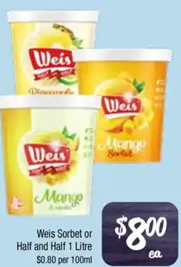 Farmer Jack's Weis sorbet or half and half offer