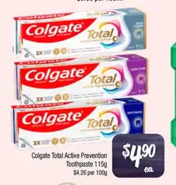 Farmer Jack's Colgate total active prevention toothpaste offer