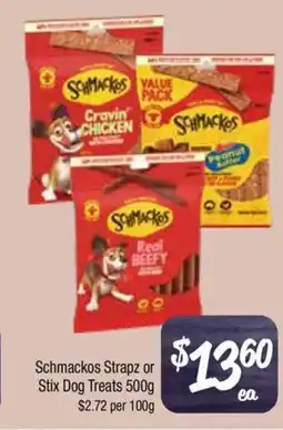 Farmer Jack's Schmackos strapz or stix dog treats offer
