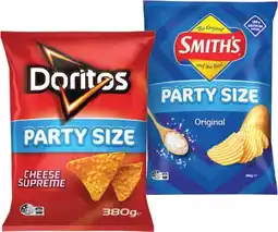 IGA Doritos Corn Chips or Smith’s Crinkle Cut Chips 380g Selected Varieties offer
