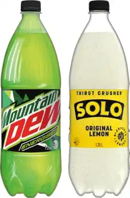 IGA Solo, Mountain Dew or Pepsi 1.25 Litre Selected Varieties offer