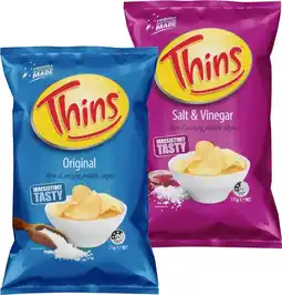IGA Thins Chips 150‑175g Selected Varieties offer
