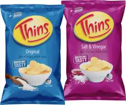 IGA Thins Chips 150‑175g or Arnott’s Gold Crackers 100‑110g Selected Varieties offer