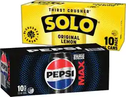 IGA Pepsi, Solo or Schweppes 10x375mL Selected Varieties offer