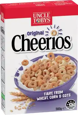 IGA Uncle Tobys Cheerios Cereal 520‑560g Selected Varieties offer