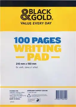 IGA Black & Gold Writing Pad A5 100 Sheets offer