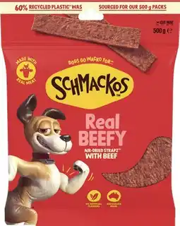 IGA Schmackos Strapz or Stix Dog Treats 450‑500g Selected Varieties offer