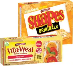 IGA Arnott’s Shapes 130‑190g, Vita‑Weat 250g or Jatz 170‑225g Selected Varieties offer