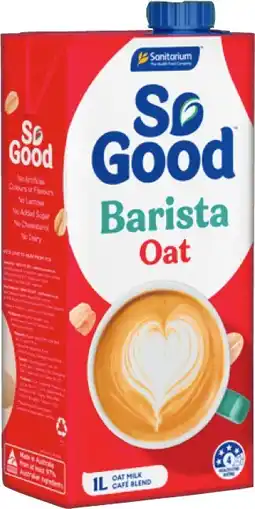 IGA Sanitarium So Good Barista Oat Long Life Milk offer
