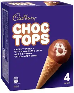 IGA Cadbury Choc Tops Ice Cream Cones offer