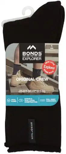 IGA Bonds Explorer Men’s Original Crew Socks Selected Varieties offer