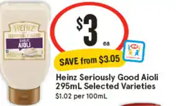 IGA Heinz Seriously Good Aioli offer