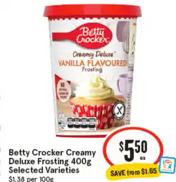 IGA Betty Crocker Creamy Deluxe Frosting offer