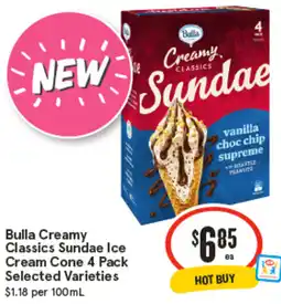 IGA Bulla Creamy Classics Sundae Ice Cream Cone offer