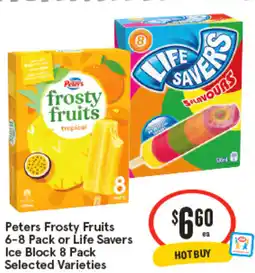 IGA Peters Frosty Fruits or Life Savers Ice Block offer