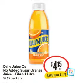 IGA Daily juice co no added sugar orange juice +fibre offer