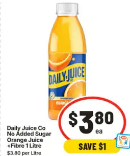 IGA Daily Juice Co No Added Sugar Orange Juice +Fibre offer