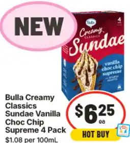 IGA Bulla Creamy Classics Sundae Vanilla Choc Chip Supreme offer