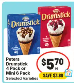 IGA Peters drumstick 4 pack or mini 6 pack offer