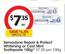 Coles Sensodyne Repair & Protect Whitening or Cool Mint Toothpaste offer