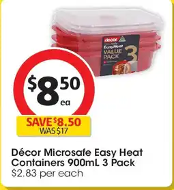 Coles Décor Microsafe Easy Heat Containers offer