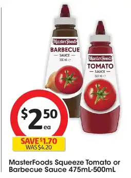 Coles MasterFoods Squeeze Tomato or Barbecue Sauce offer